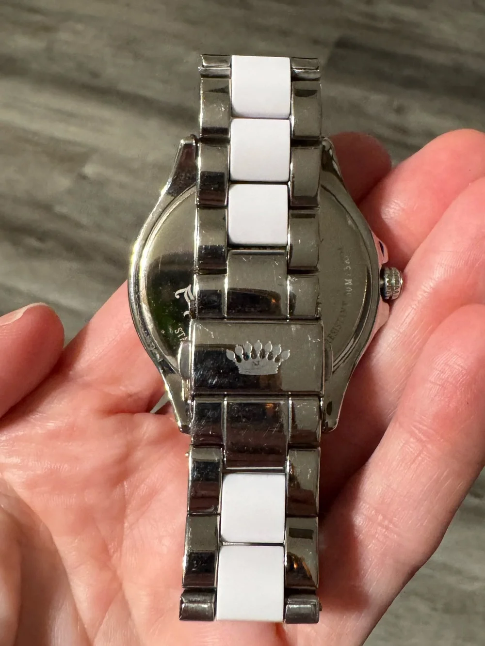 Juicy Couture Silver and White Crystal Dial Bracelet Watch